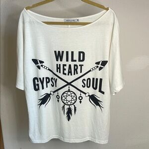 MISSLOOK Ivory Tee with Black Graphic Design